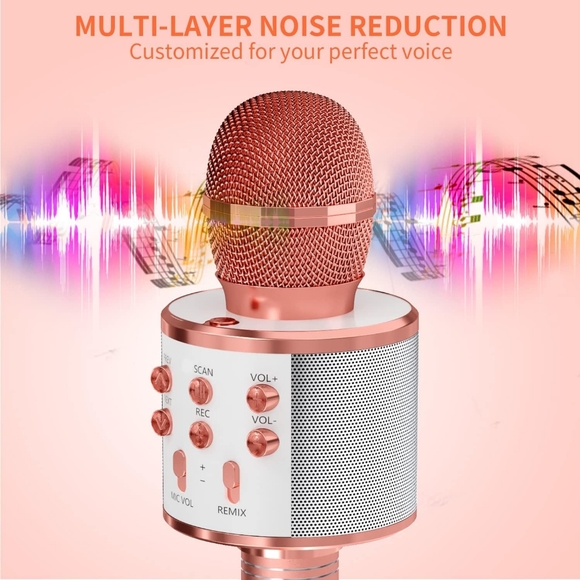 Rose Gold Bluetooth Wireless Karaoke Microphone w/ Recording - Fun & Easy To Use - Picture 3 of 5